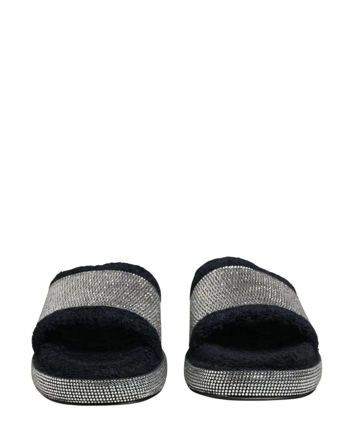 Dolce & Gabbana Black Crystal Embellished Platform Slides Shoes 