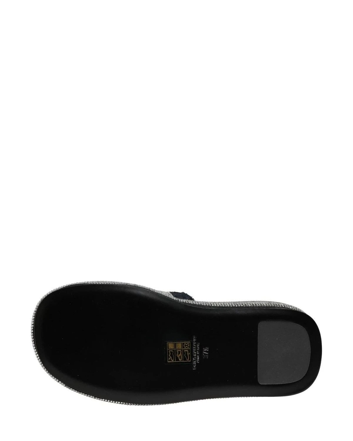Dolce & Gabbana Black Crystal Embellished Platform Slides Shoes 
