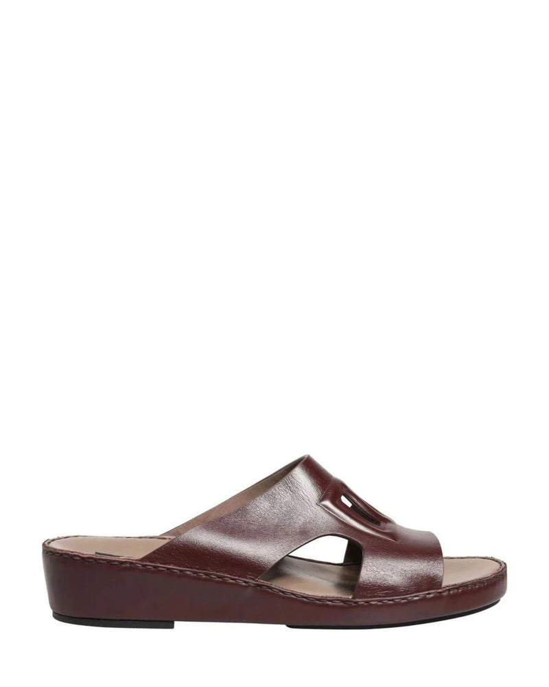 Dolce & Gabbana Leather Maroon Cutout Dg Logo Sandals 