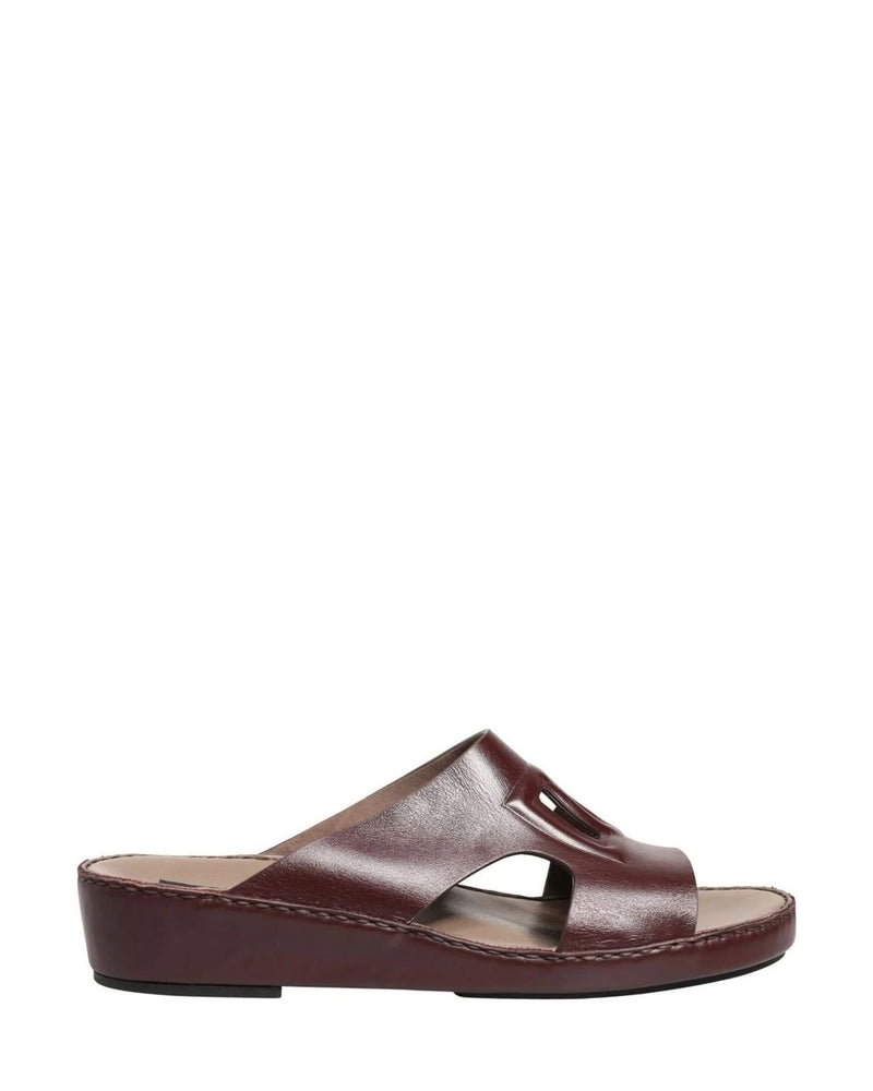 Dolce & Gabbana Leather Maroon Cutout Dg Logo Sandals 