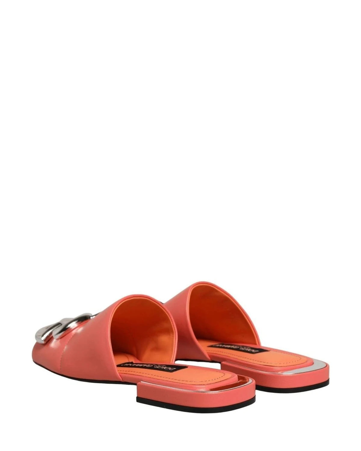 Dolce & Gabbana Orange Leather Dg Logo Flats 