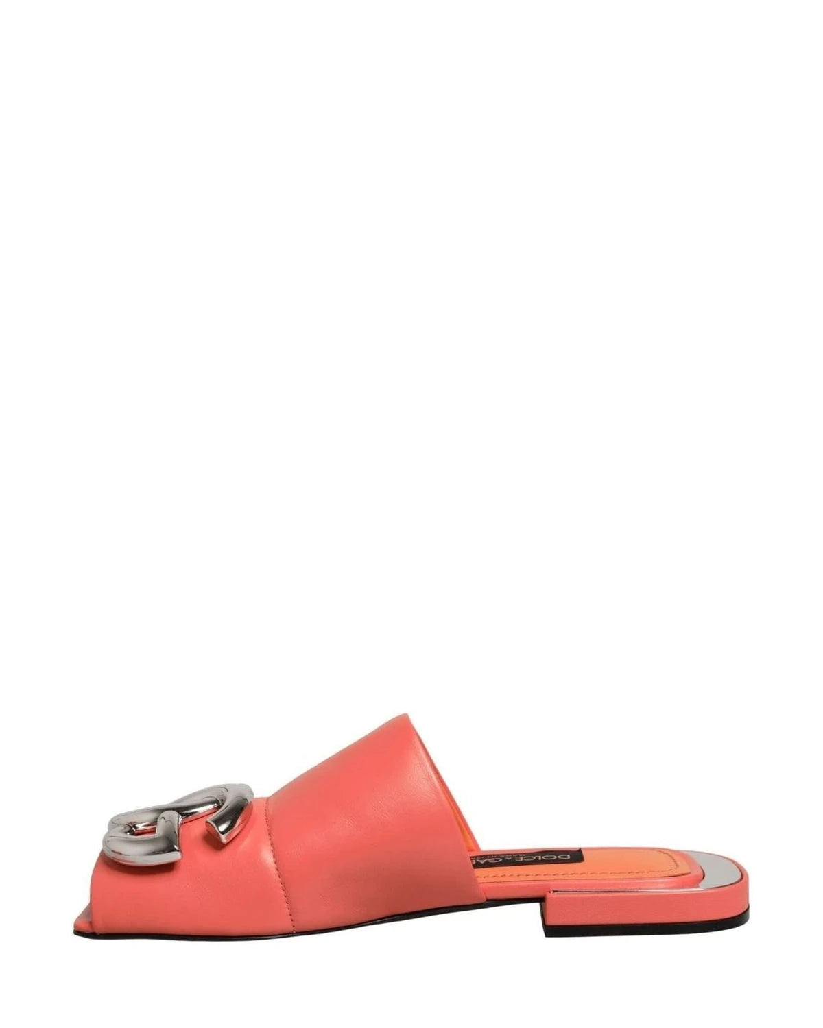 Dolce & Gabbana Orange Leather Dg Logo Flats 