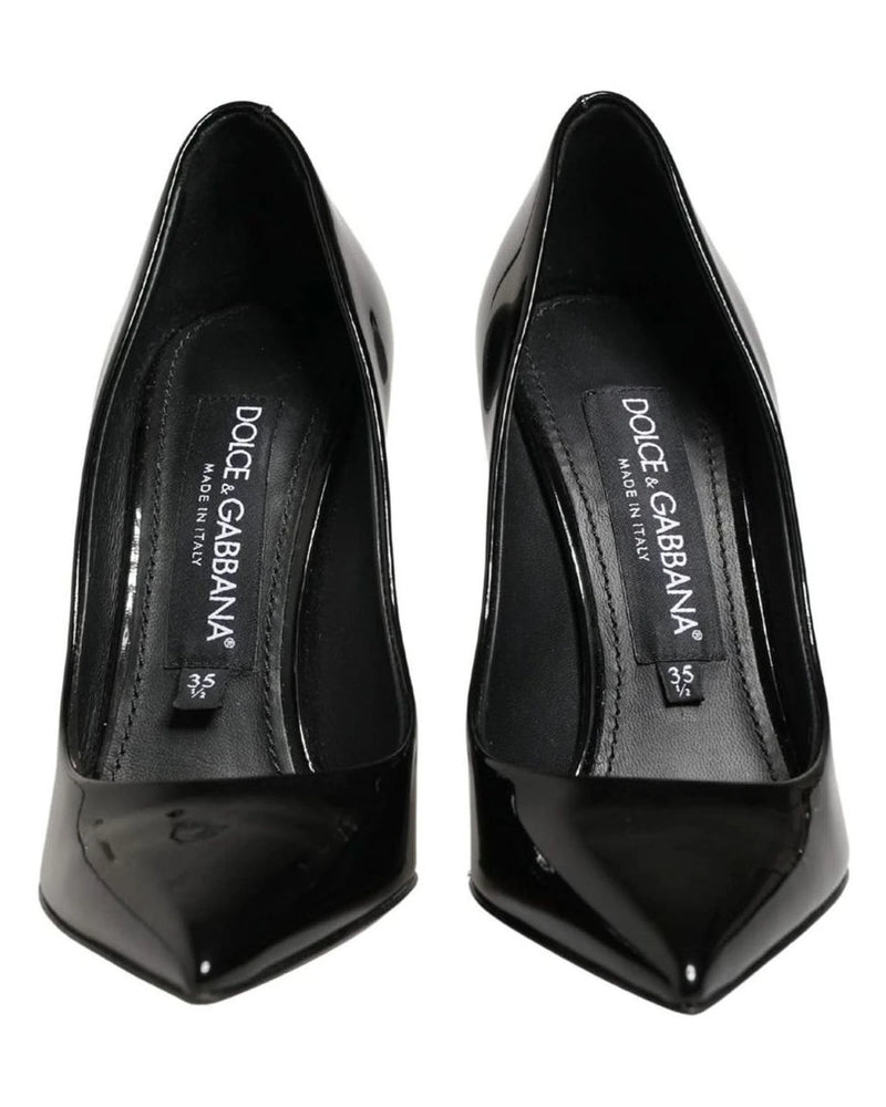 Dolce & Gabbana Black Leather Calf Stiletto Heels 