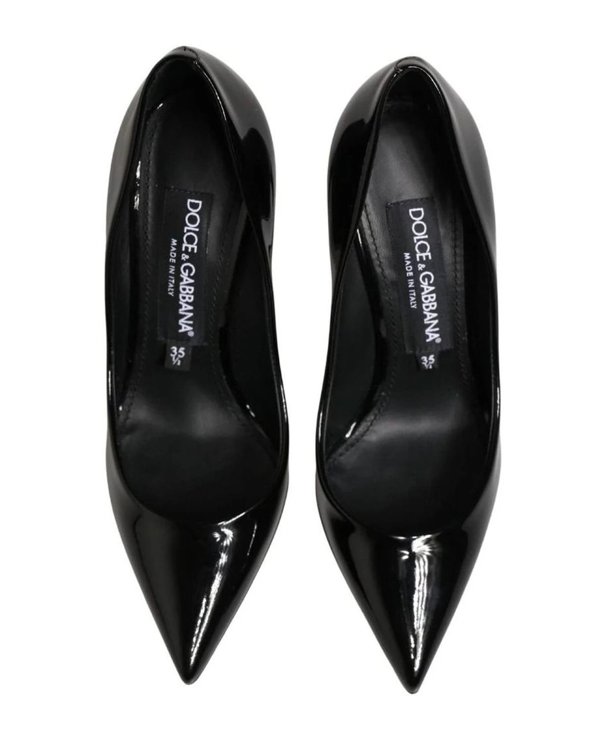 Dolce & Gabbana Black Leather Calf Stiletto Heels 