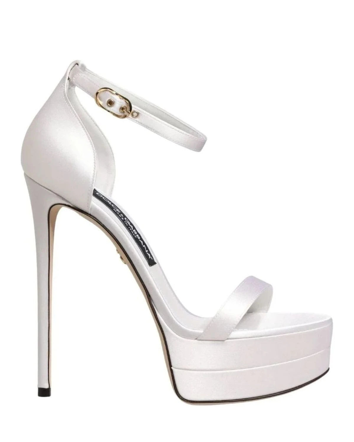 Dolce & Gabbana White Platform Ankle Strap Sandals Shoes 