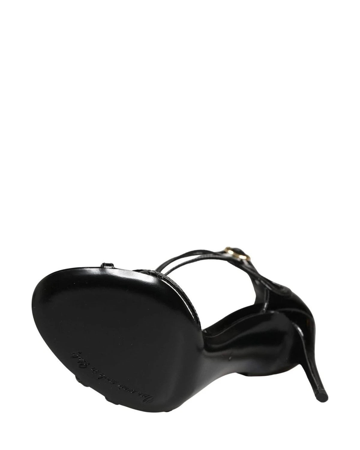 Dolce & Gabbana Black Leather Stiletto Heel Sandals Shoes 