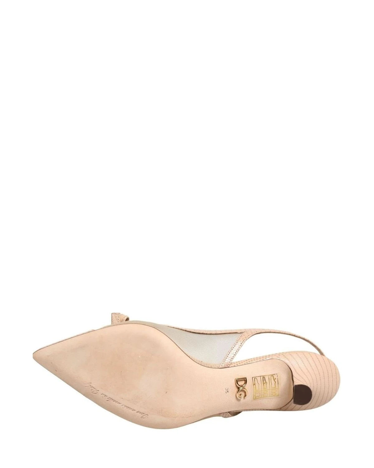 Dolce & Gabbana Beige Mesh Lori Leather Slingback Sandals 