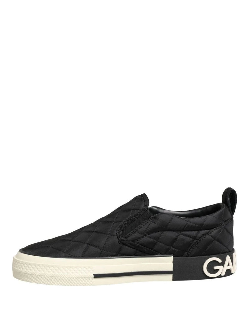 Dolce & Gabbana Black Quilted Slip On Low Top Sneakers Shoes Glam Steals