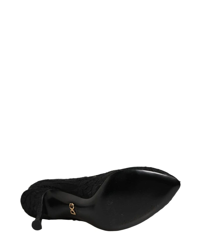 Dolce & Gabbana Black Lace Taormina Socks Boots Glam Steals