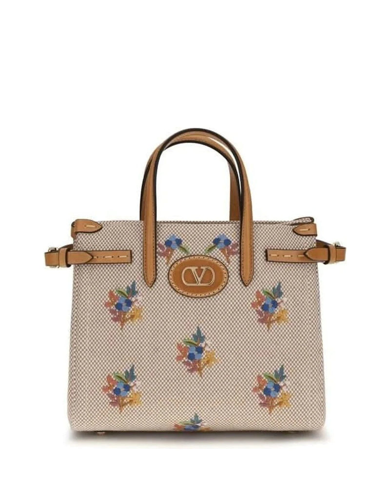 Valentino Garavani Floral Beige Satchel Bag 