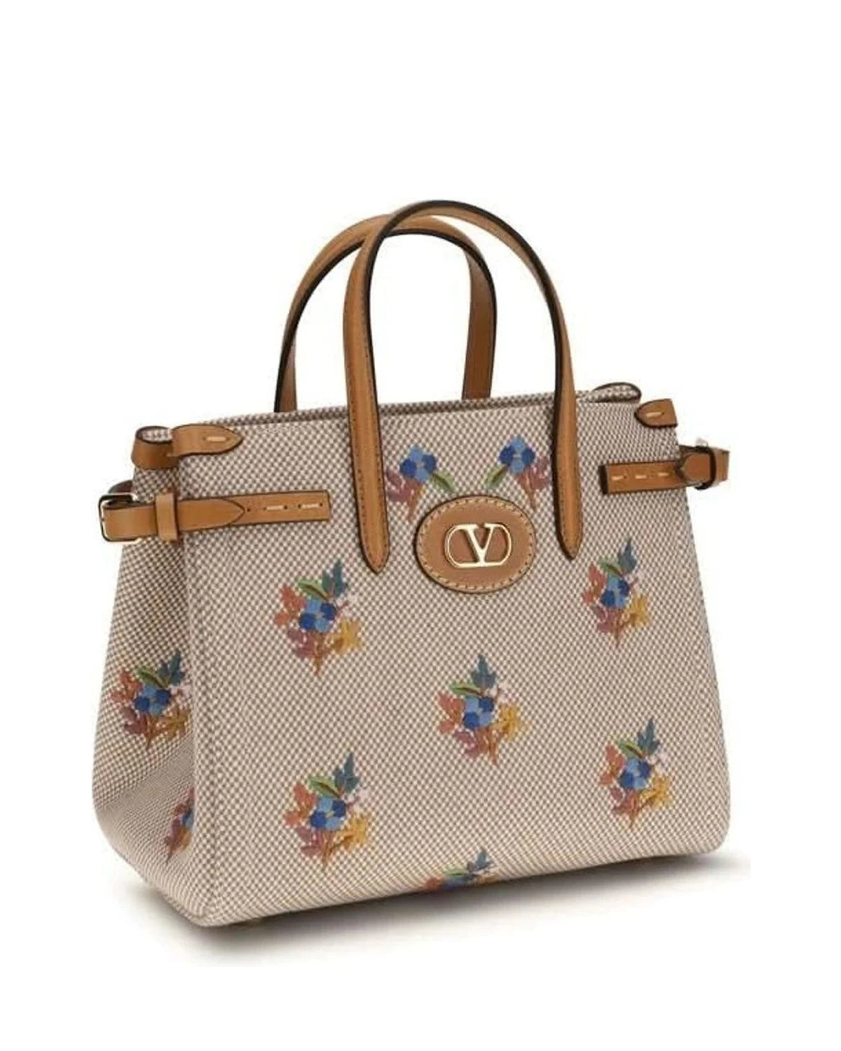 Valentino Garavani Floral Beige Satchel Bag 