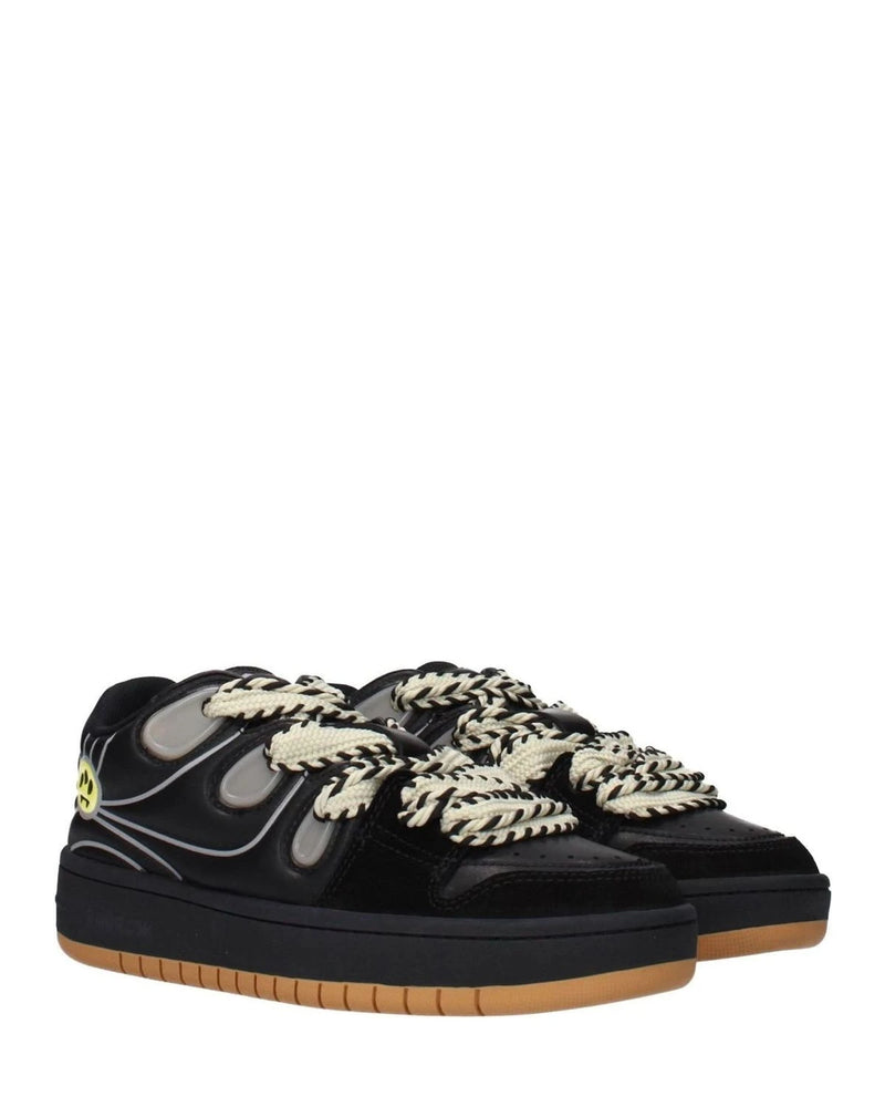 Barrow Black Leather Low Top Sneakers Glam Steals