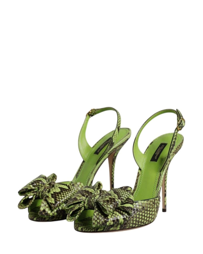 Dolce & Gabbana Green Leather Python Heels Glam Steals