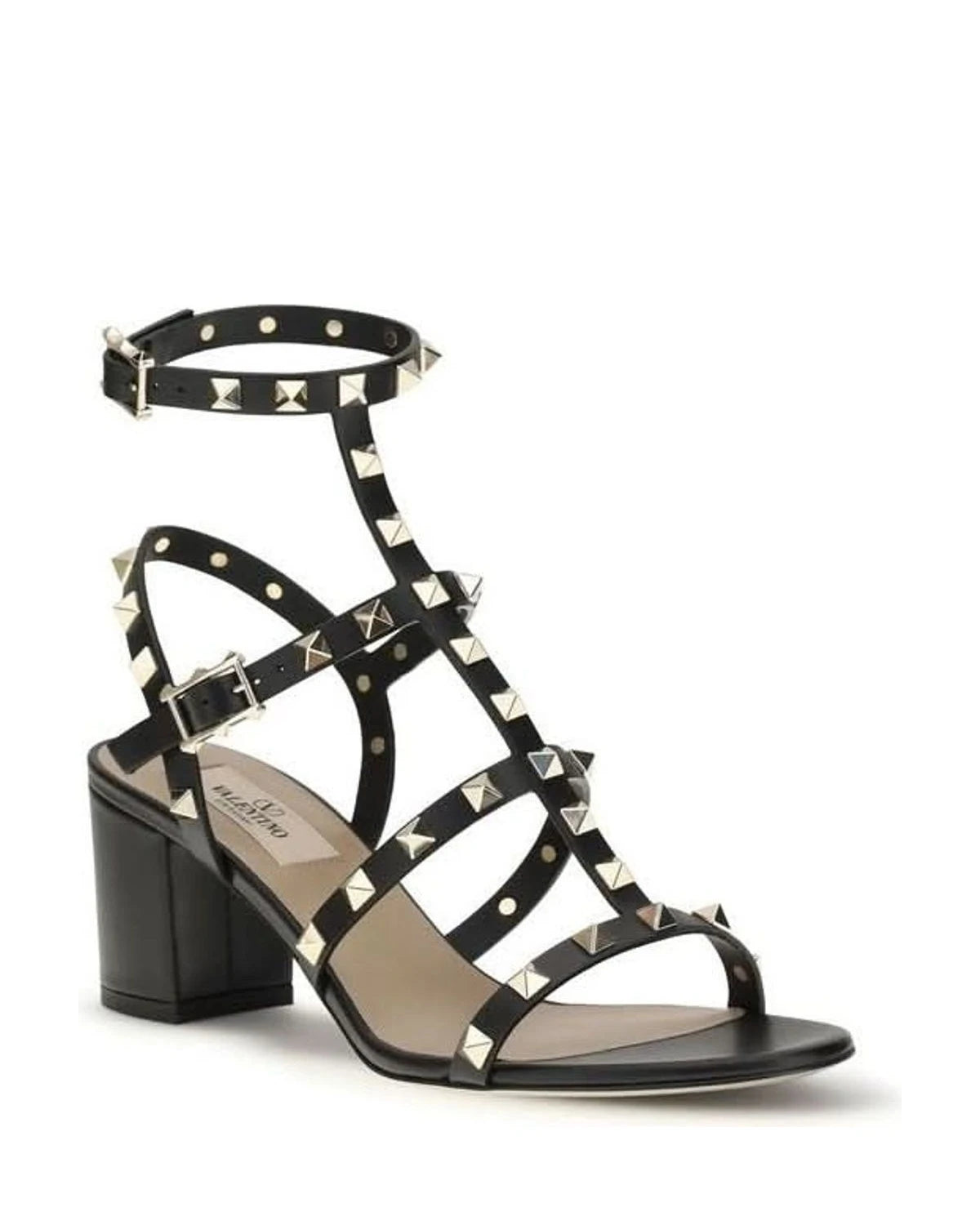 Valentino Garavani Black Leather Calf Bos Taurus Stiletto Heel Sandals Glam Steals