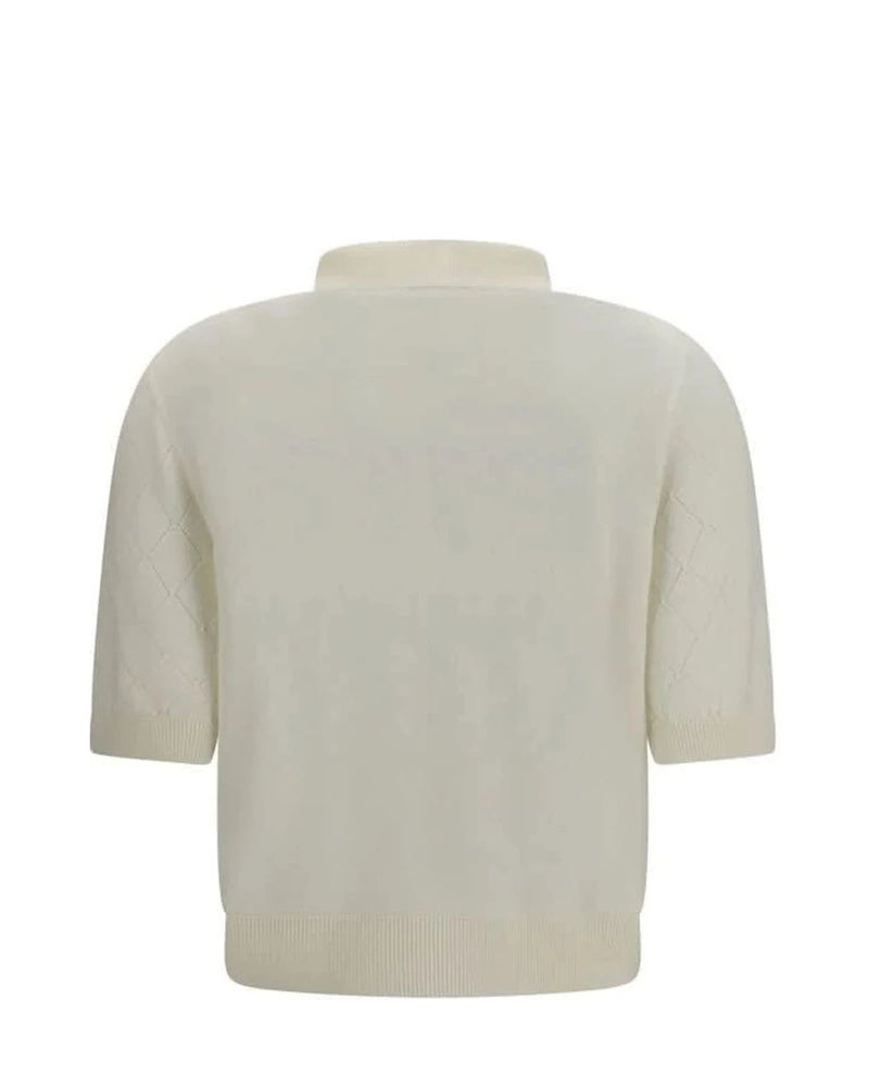 Balmain Polo in white, Merino Wool — view 2