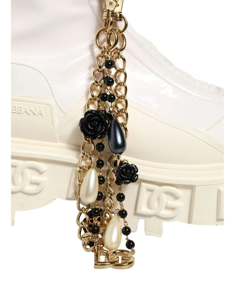 White Leather Rubber Logo Ankle Boots Shoes 
