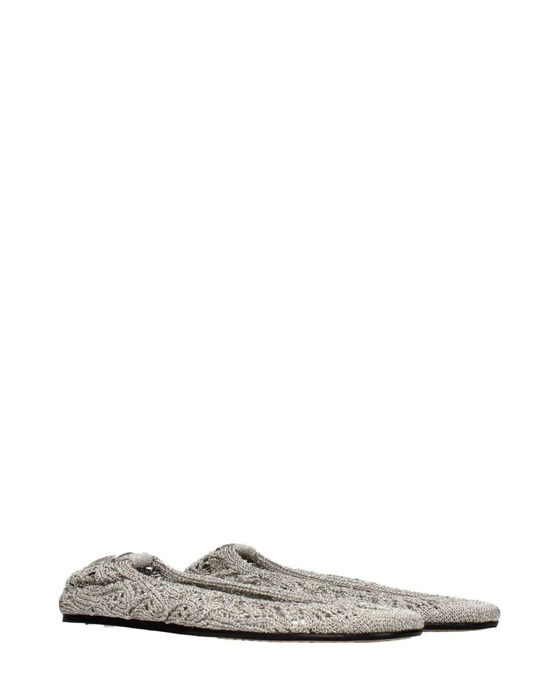 Gray Fabric Ballet Flats 