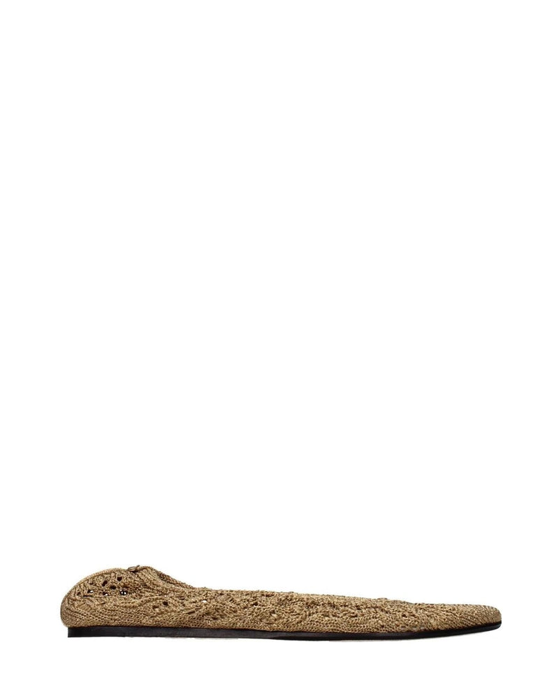 Gold Fabric Ballet Flats 