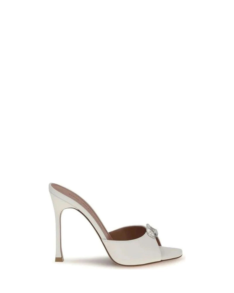 Amina Muaddi White Stiletto Sandals 