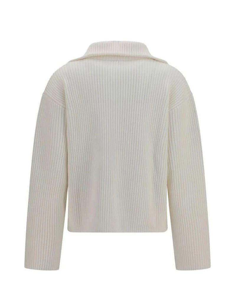 Courrèges Sweater in white, Merino Wool — view 2