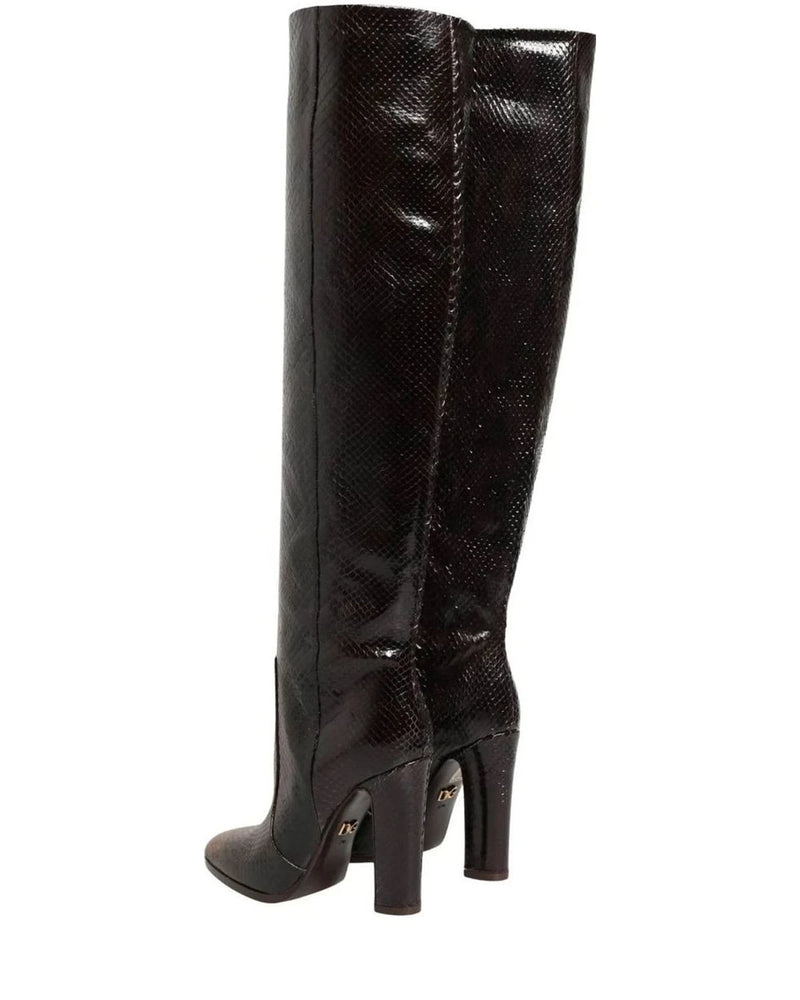 Dolce & Gabbana Exotic Brown Knee High Boots 