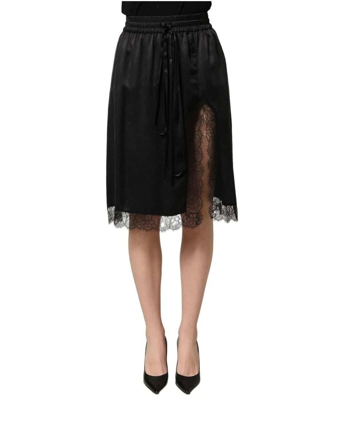 Dolce & Gabbana Skirt in black, Silk Drawstring — view 3