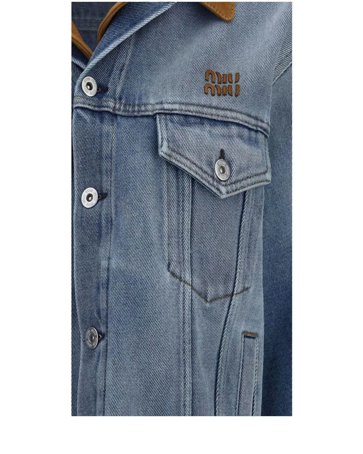 Miu Miu Trucker Jacket in blue, Cotton — view 3