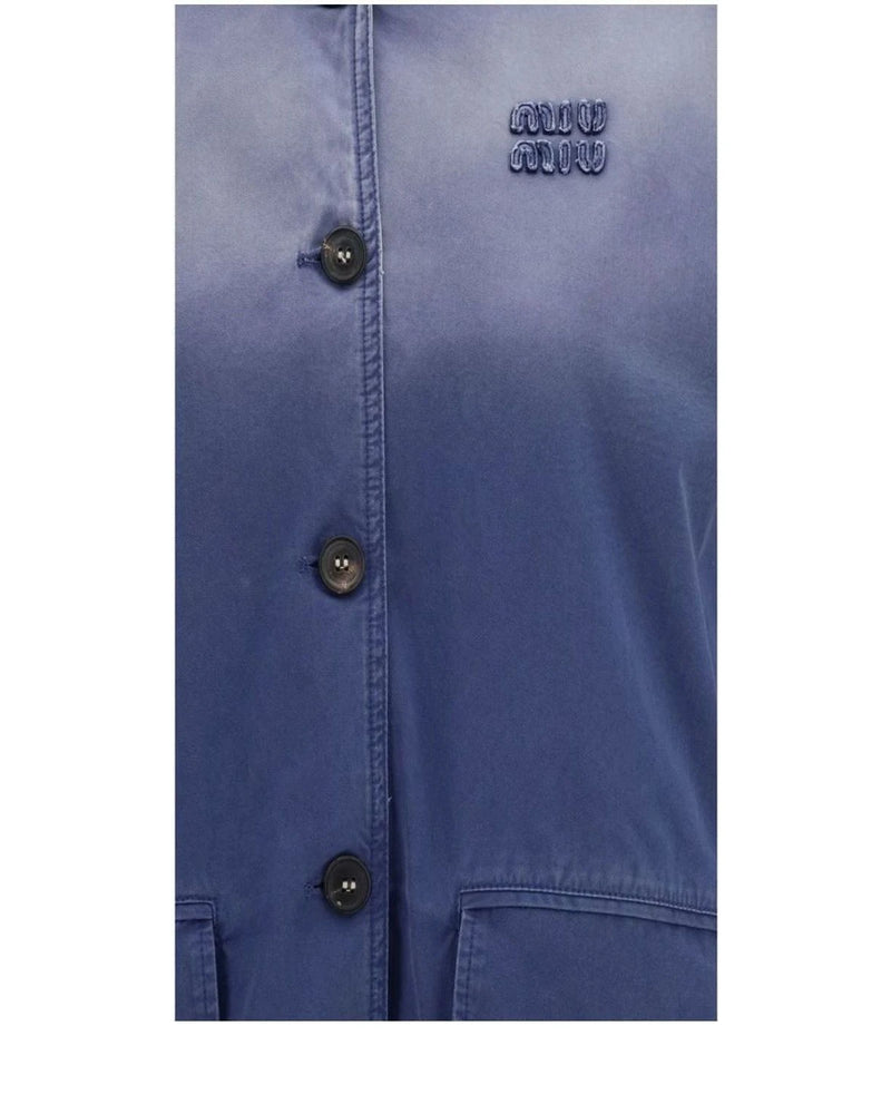 Miu Miu Bomber Jacket in blue, Cotton — view 3