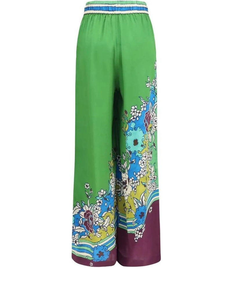 Alemais Palazzo Pant in green, Silk — view 2