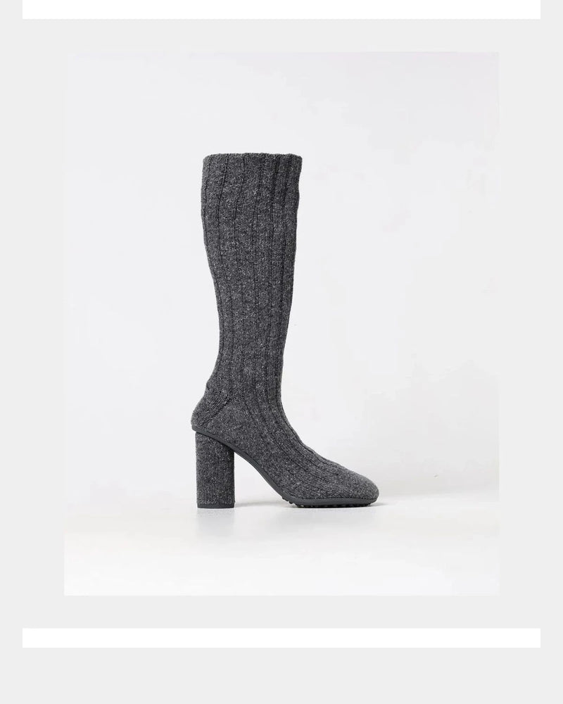 Bottega Veneta Gray Wool Knee High Boots 