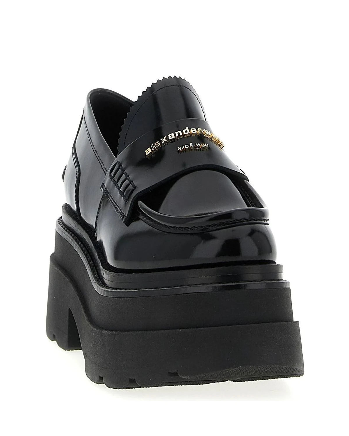 Alexander Wang Cowhide Black Platform Loafers 