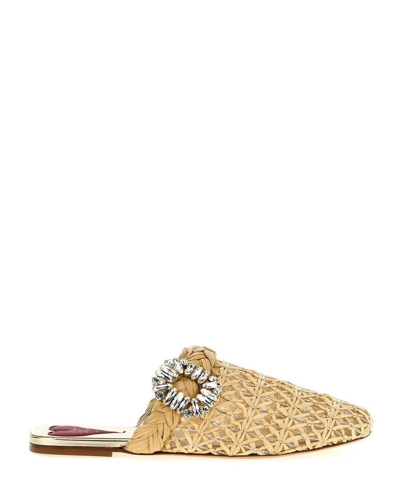 Roger Vivier Raffia Beige Mules 