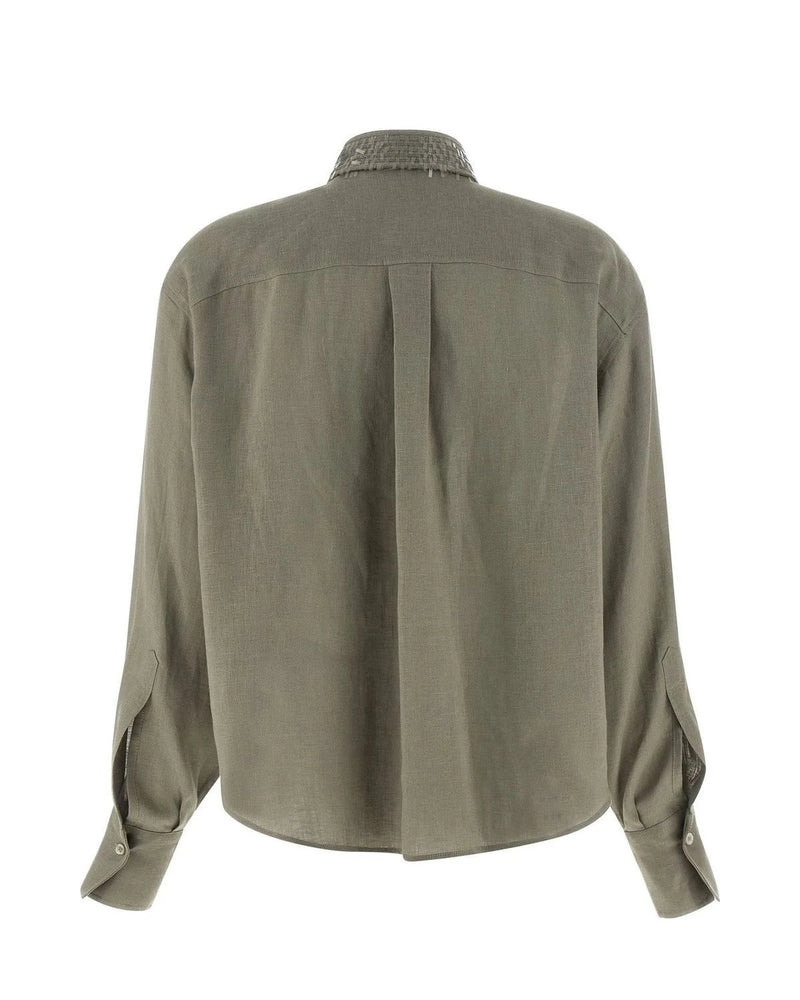 Brunello Cucinelli Blouse in green, Linen — view 2