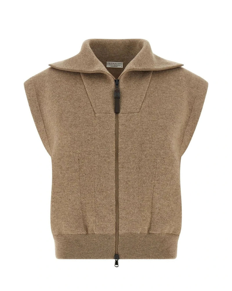 Brunello Cucinelli Vest in beige, Cashmere