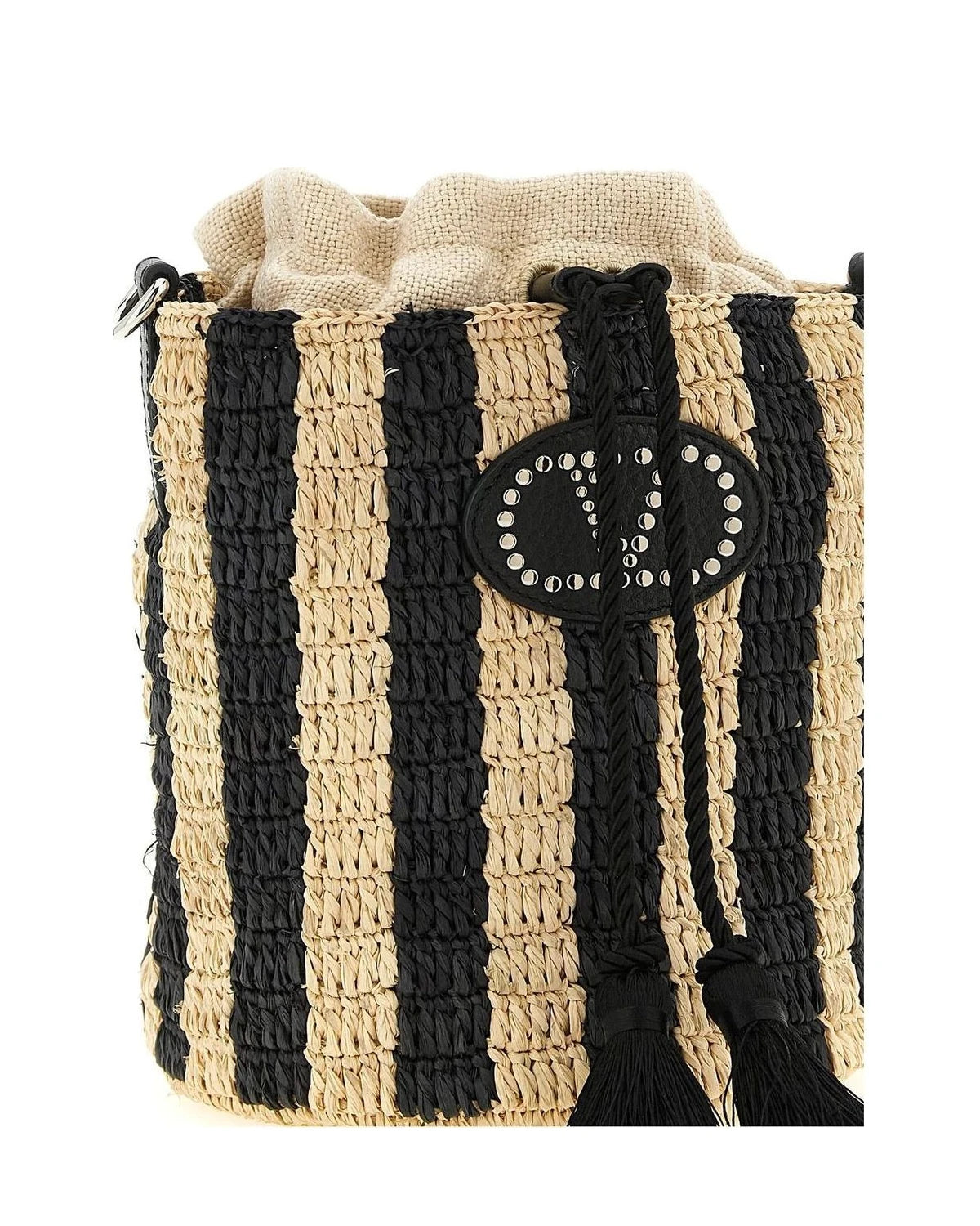 Valentino Garavani Bucket Bag in black, Straw — view 3