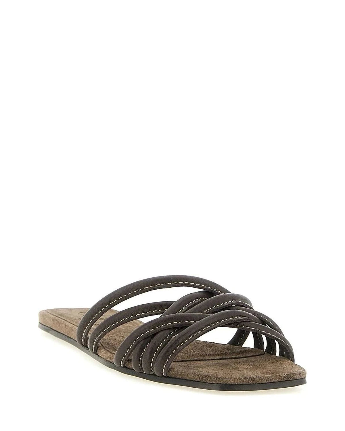 Brunello Cucinelli Brown Slides 
