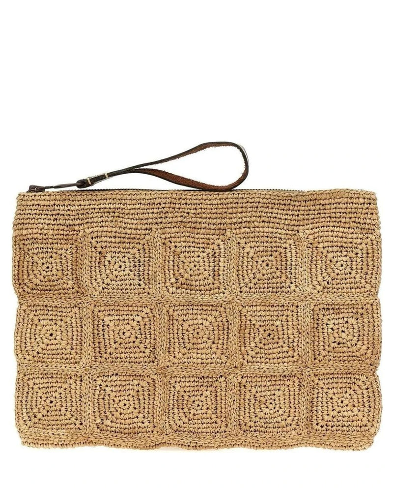 Ibeliv Clutch Bag in beige, Raffia
