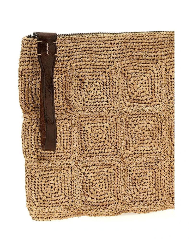 Ibeliv Clutch Bag in beige, Raffia — view 3