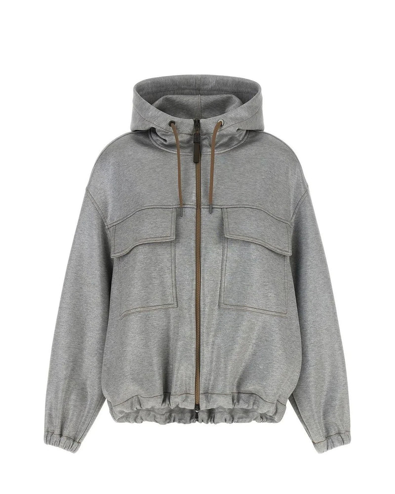 Brunello Cucinelli Bomber Jacket in silver, Cotton