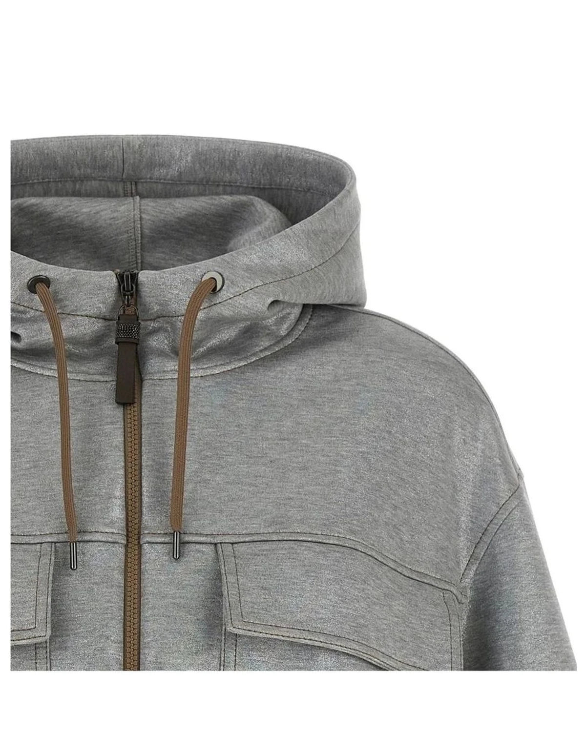 Brunello Cucinelli Bomber Jacket in silver, Cotton — view 3