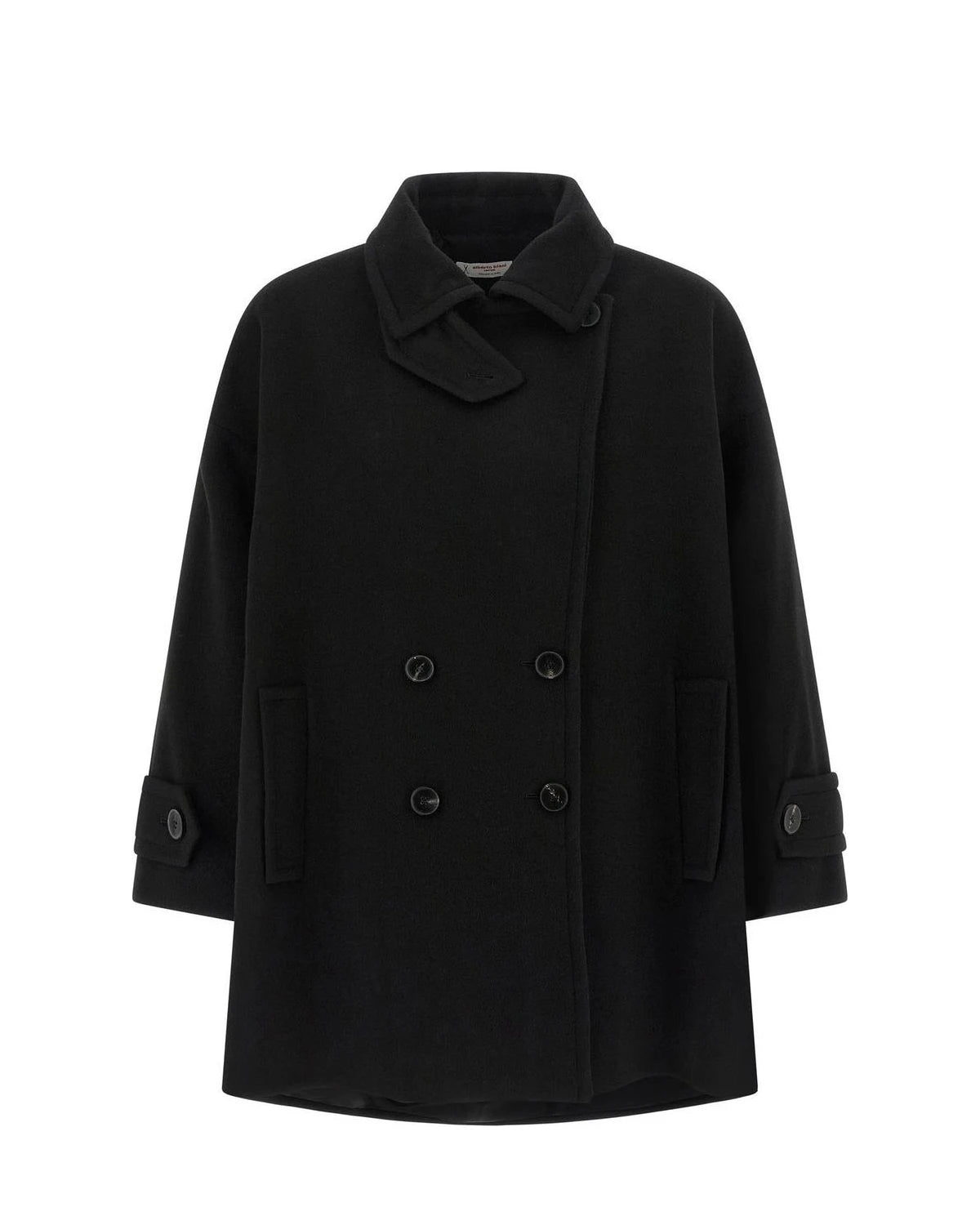Alberto Biani Pea Coat in black, Virgin Wool