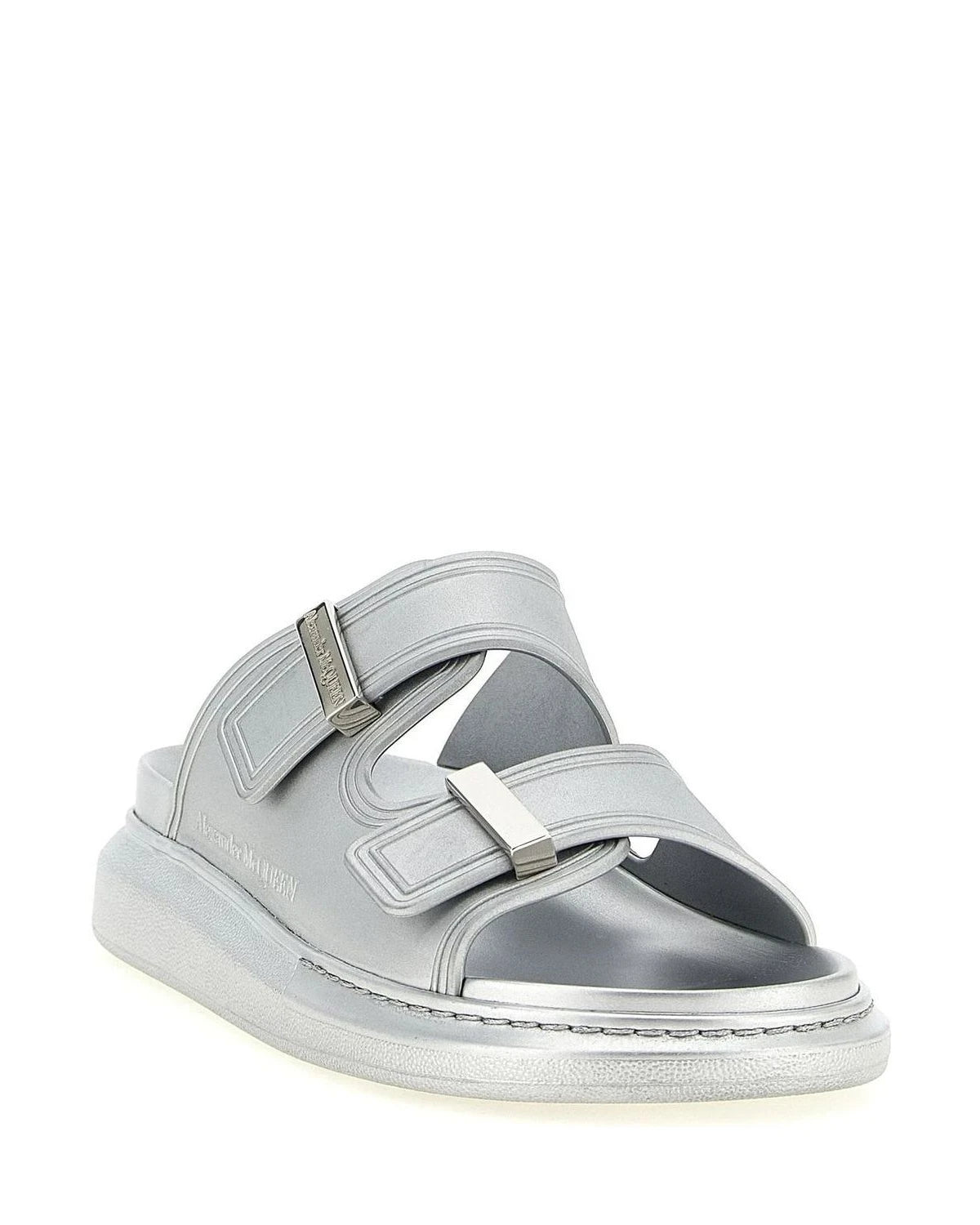 Alexander McQueen Slides in silver, Rubber — view 2