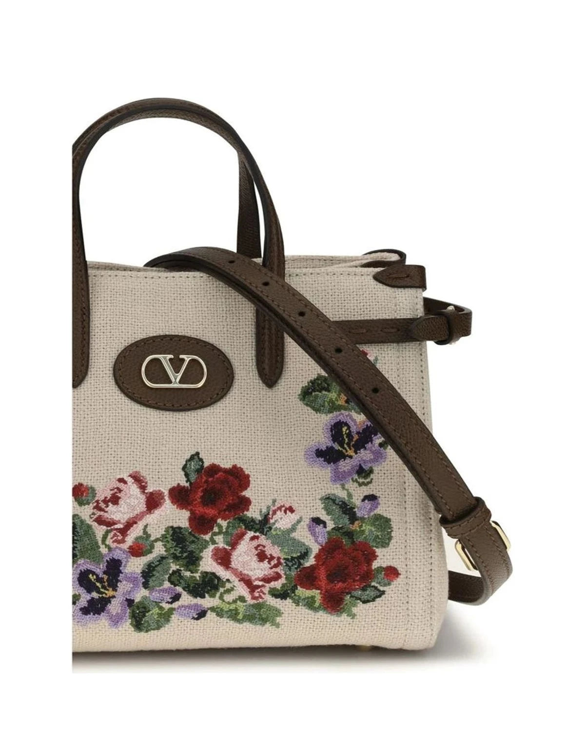Valentino Garavani Satchel Bag in beige, Linen — view 4
