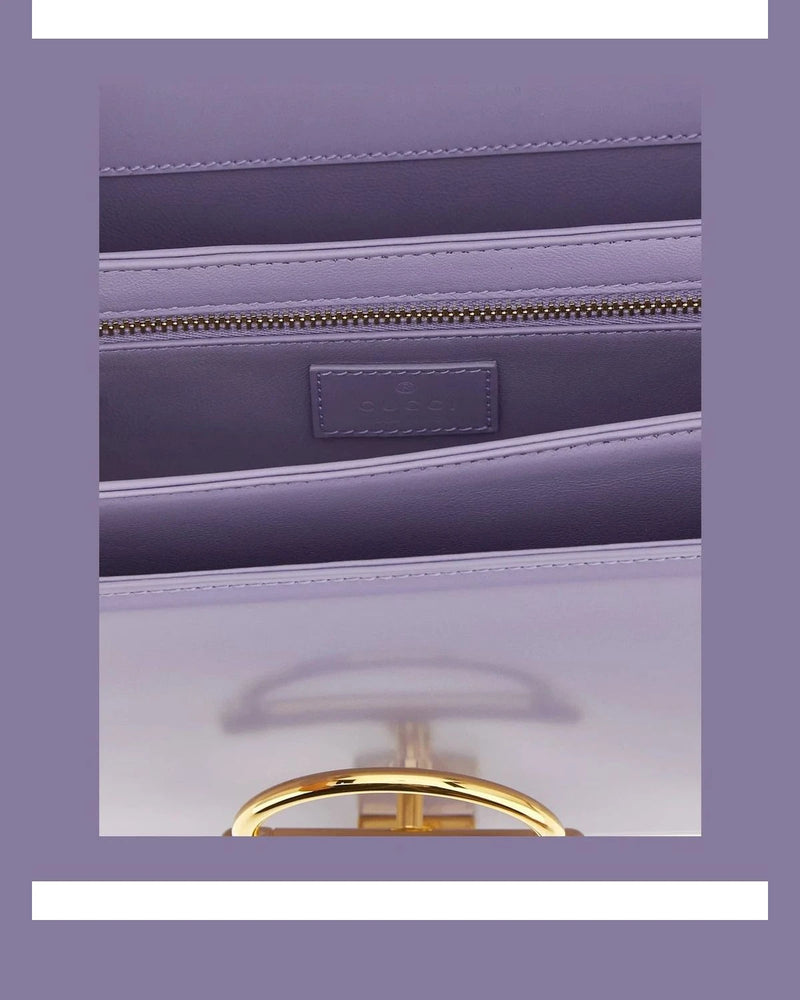 Gucci Shoulder Bag in purple, Calfskin Leather — view 4