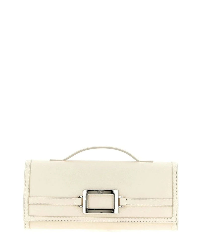 Roger Vivier Clutch Bag in white, Calfskin Leather