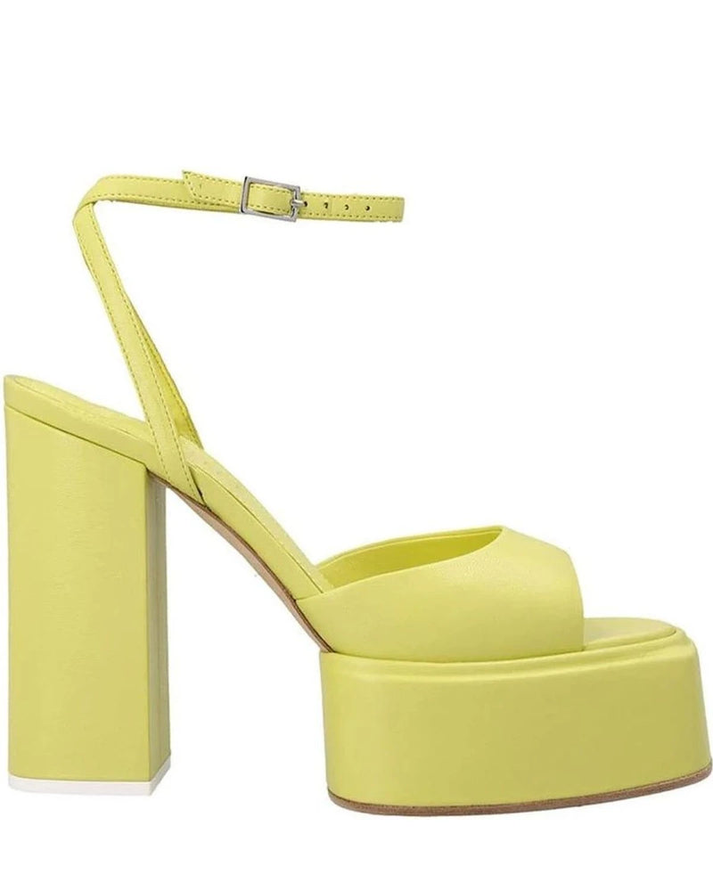 3Juin Heels in yellow, Leather