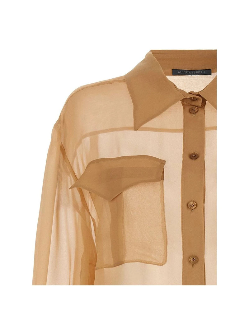 Alberta Ferretti Dress Shirt in beige, Silk — view 3
