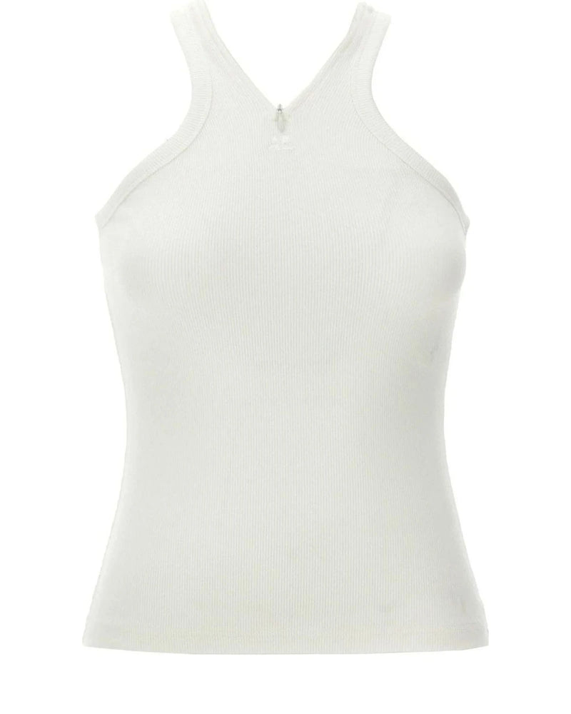 Courrèges Tank Top in white, Cotton