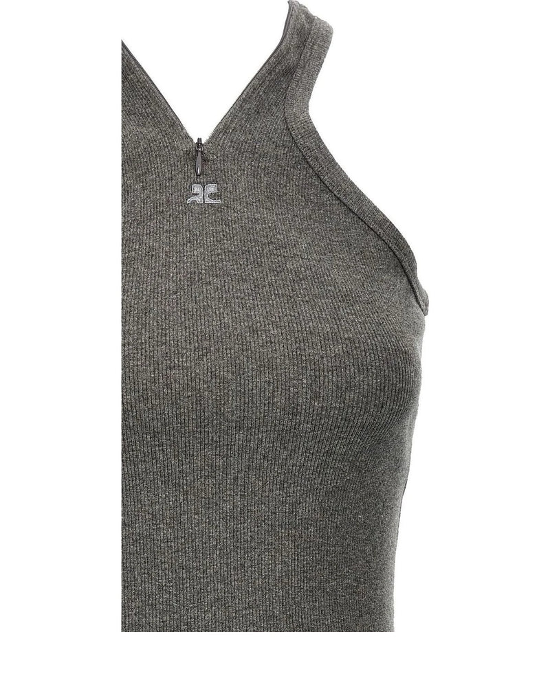 Gray Cotton Short Dress 