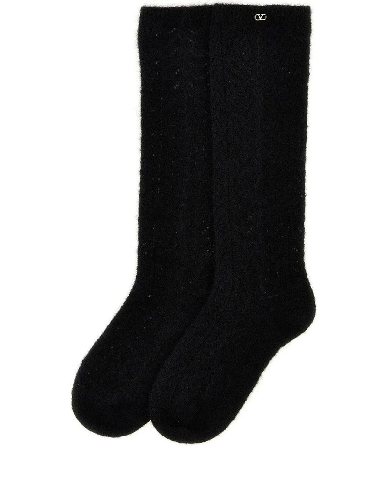 Valentino Garavani Thermal Sock in black, Mohair Wool — view 2